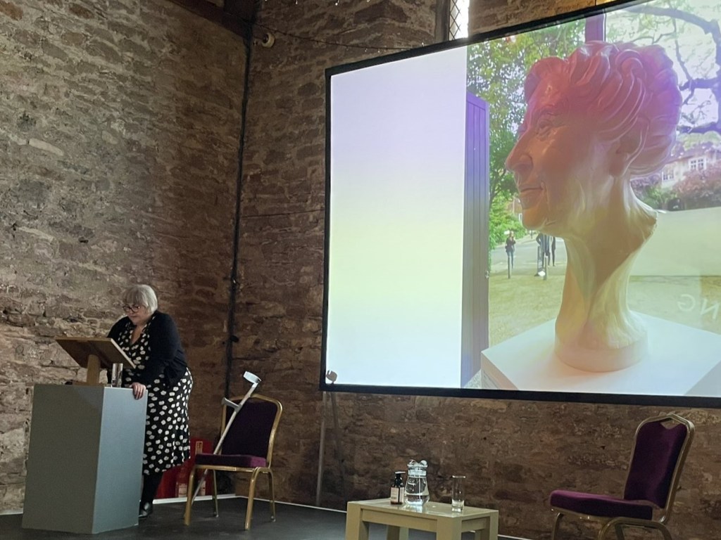 Tina speaking at the Agatha Christie Festival about Agatha Christie's London